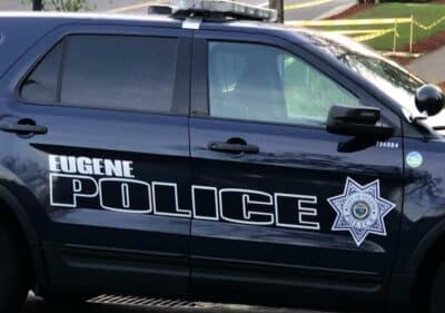 Close-up image of Eugene Police car