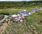 Water Protectors camped along the Mississippi River in defense of the land and Indigenous Sovereignty